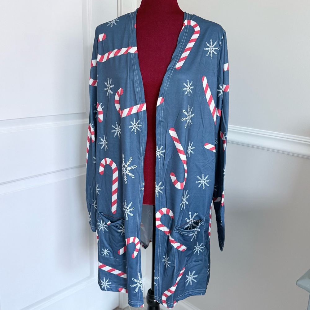 Christmas candy cane snowflake Cardigan size 3X